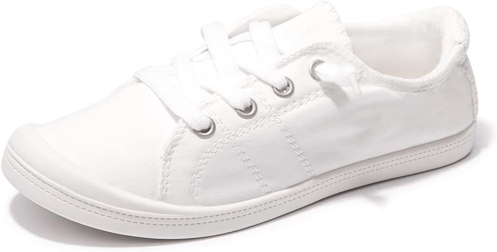 Women's Play Fashion Sneaker White Color Washed and Leopard Canvas Slip on Shoes